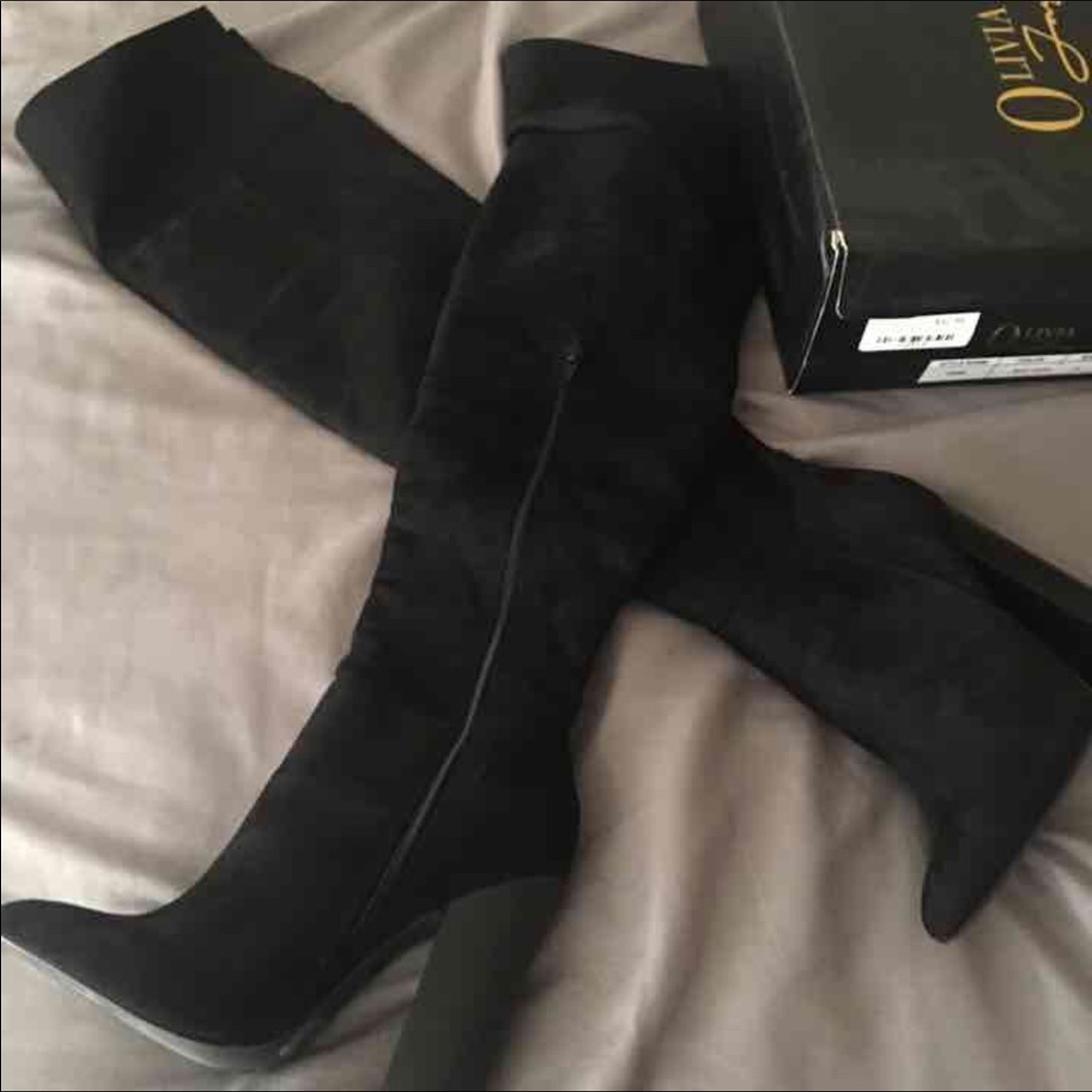 Faux suede over the knee boots