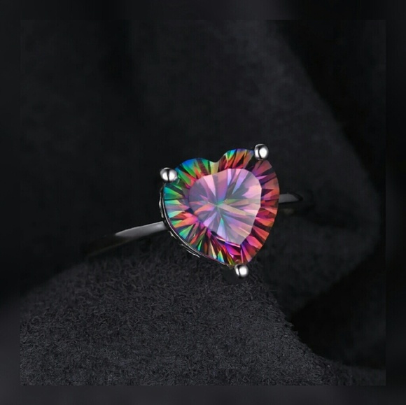 2.6ct Brazil Rainbow Fire Mystic Topaz Ring - Picture 2 of 5
