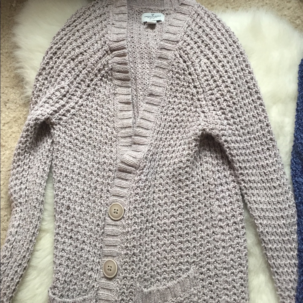Gray/tan and blue cardigan - Picture 2 of 3