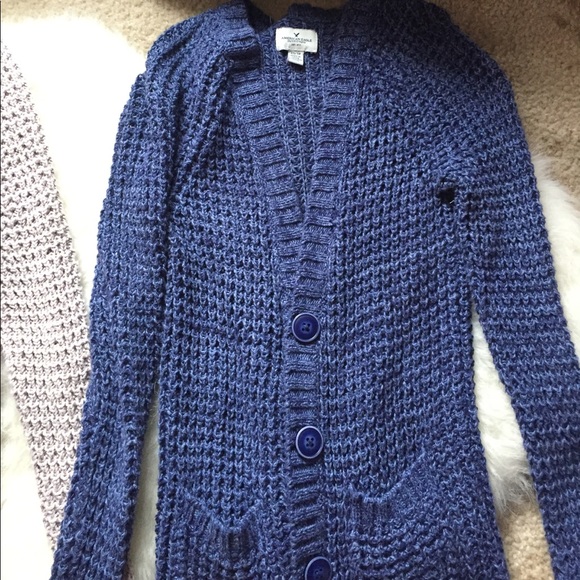 Gray/tan and blue cardigan - Picture 3 of 3