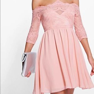 Off the Shoulder Peach Dress
