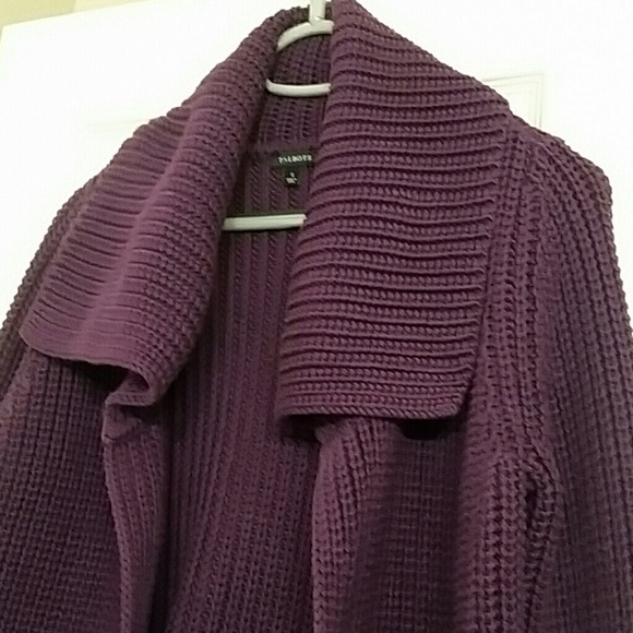 Cozy purple sweater - 100% cotton - open front - Picture 3 of 7