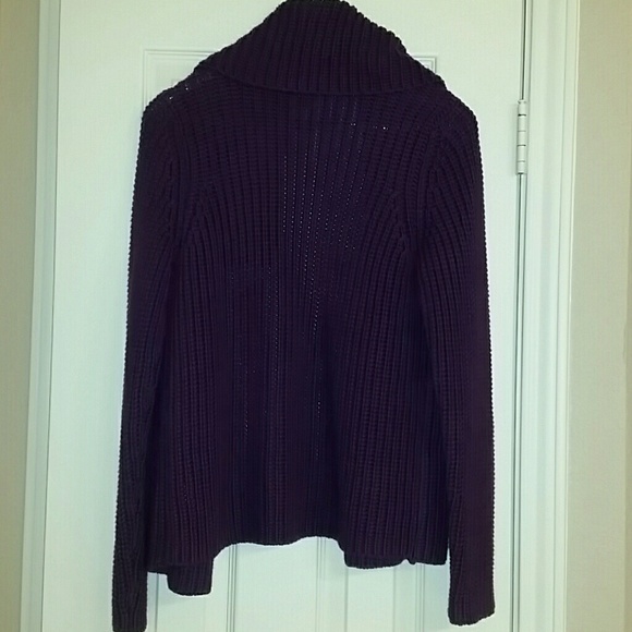 Cozy purple sweater - 100% cotton - open front - Picture 4 of 7