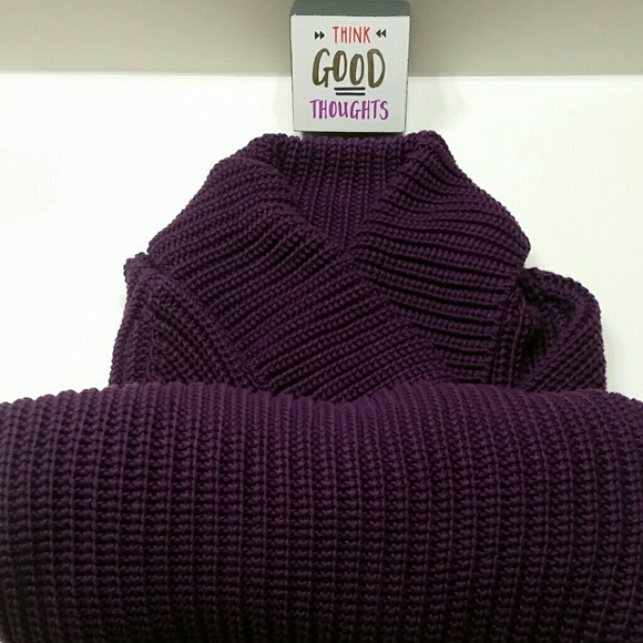 Cozy purple sweater - 100% cotton - open front - Picture 5 of 7