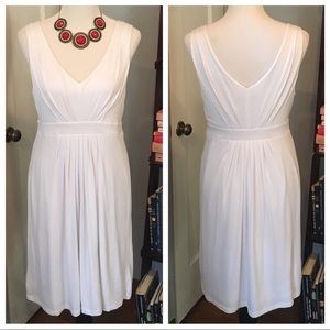 LOFT White Cotton V-Neck Dress (NWOT)