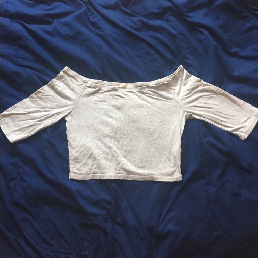 Grey off the shoulder crop top