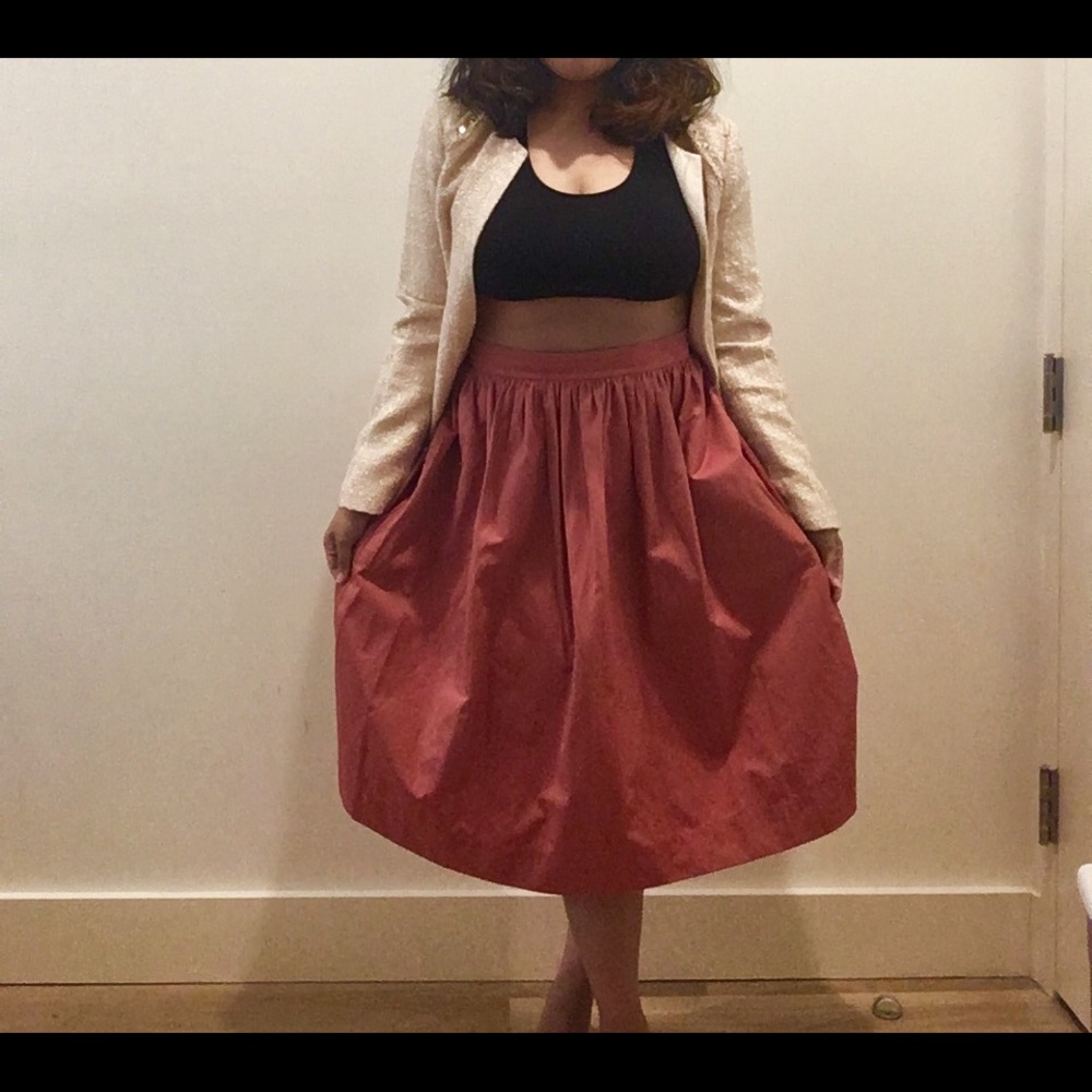 Zara Rusty pink flair midi skirt
