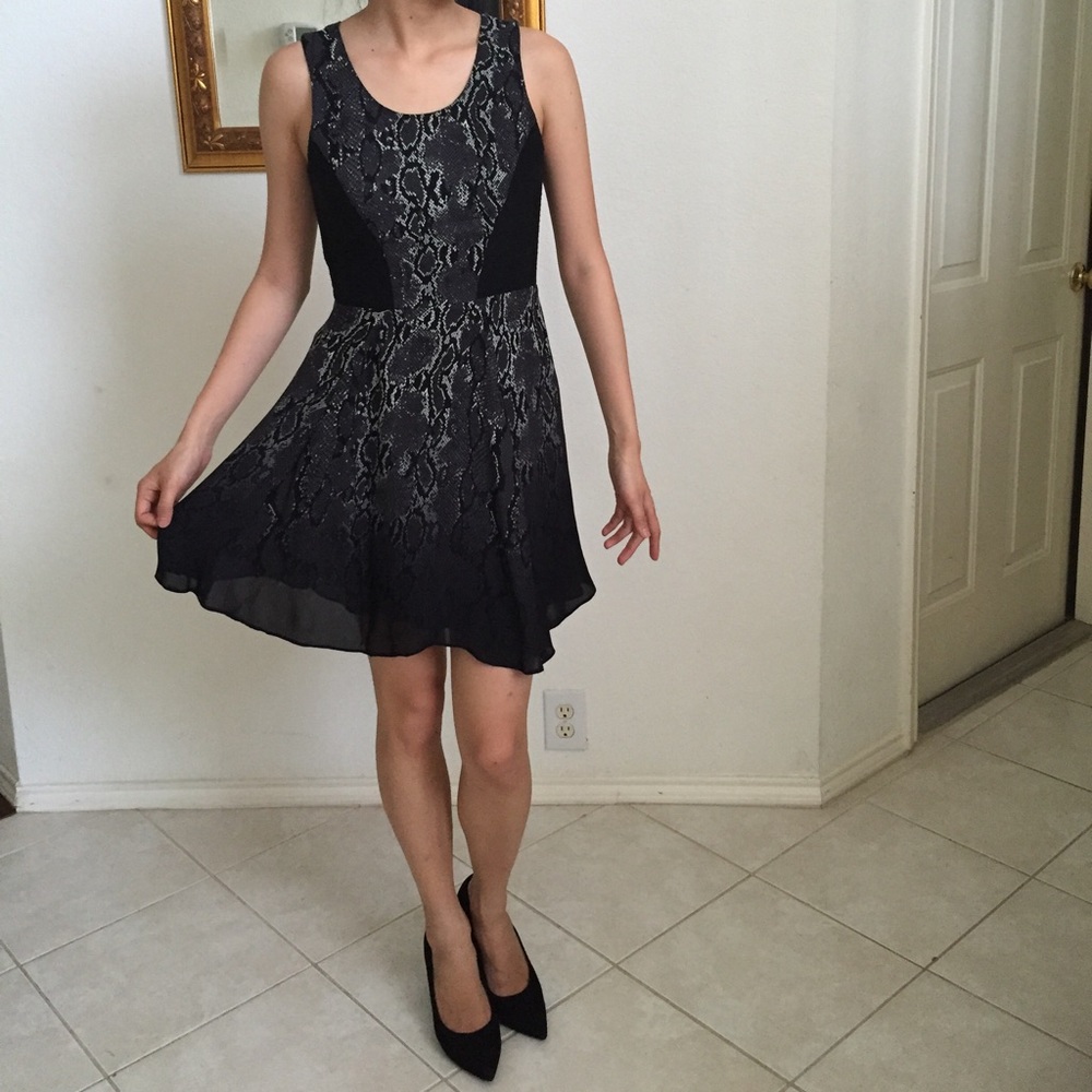 Parker - Snakeskin-Print Silk Fit+Flare Dress - XS