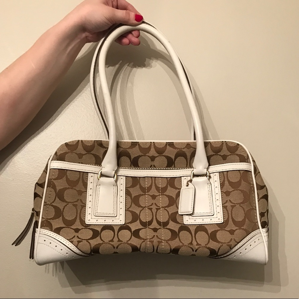 Coach Signature Logo Light Brown Satchel