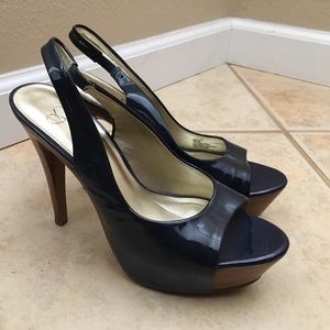 Jessica Simpson navy patent leather heels