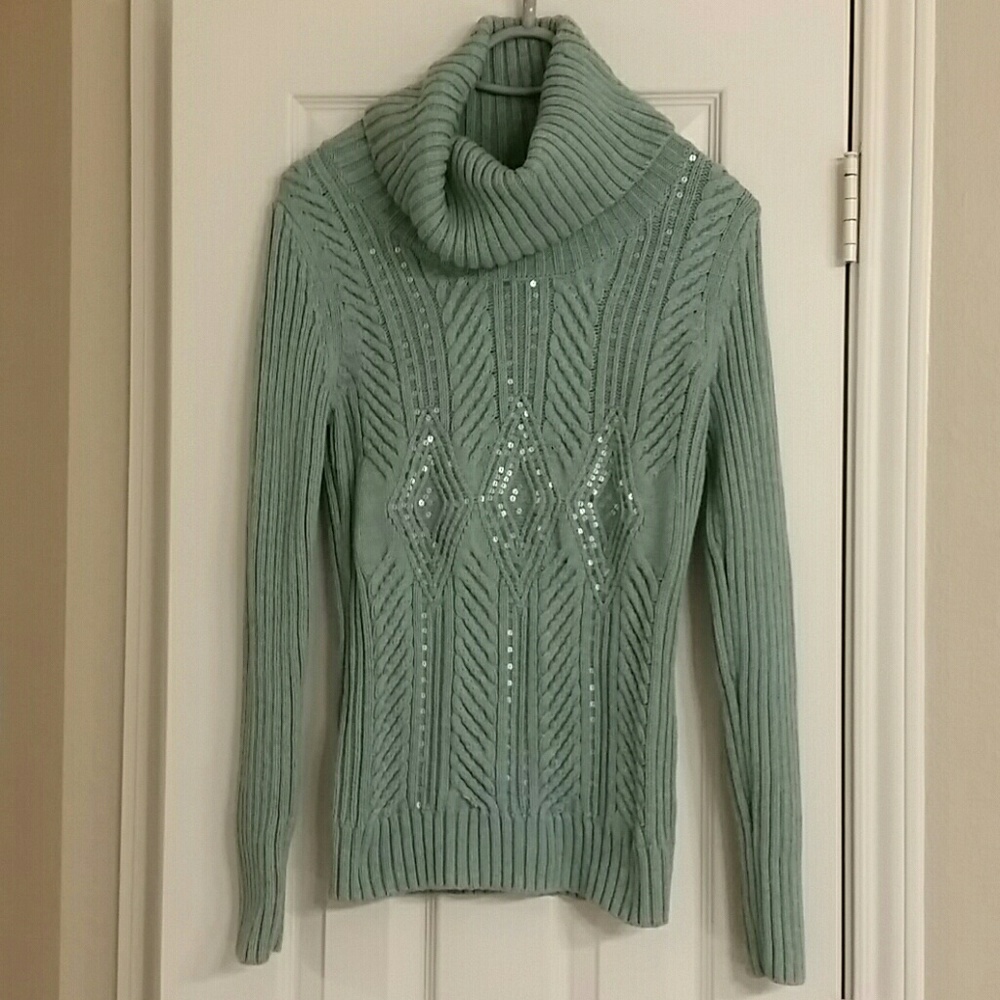 Sparkly Talbots small cowl turtleneck sweater