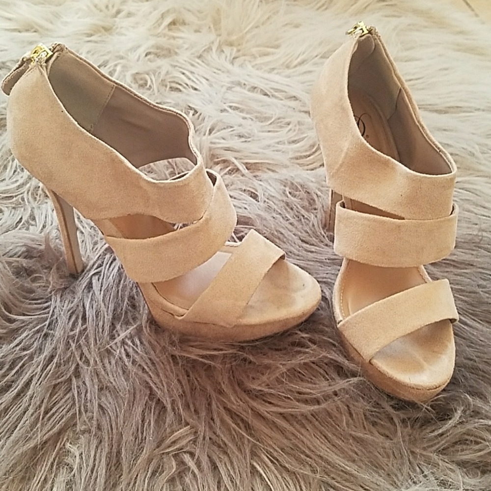 Tan suede heels
