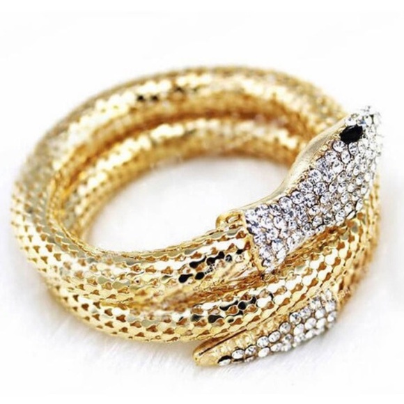 Vintage Rhinestone Snake Cuff Bracelet 🐍💎 - Picture 3 of 6