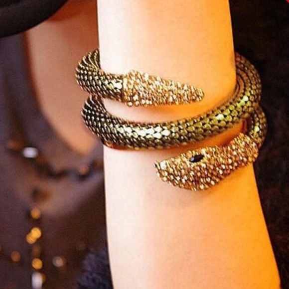 Vintage Rhinestone Snake Cuff Bracelet 🐍💎 - Picture 5 of 6
