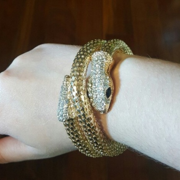 Vintage Rhinestone Snake Cuff Bracelet 🐍💎 - Picture 6 of 6