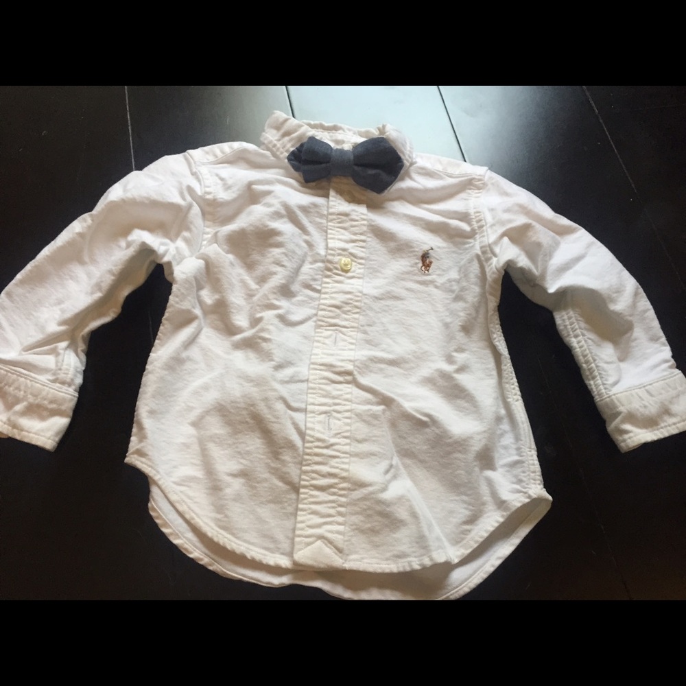 Ralph Lauren baby button down shirt with bow tie