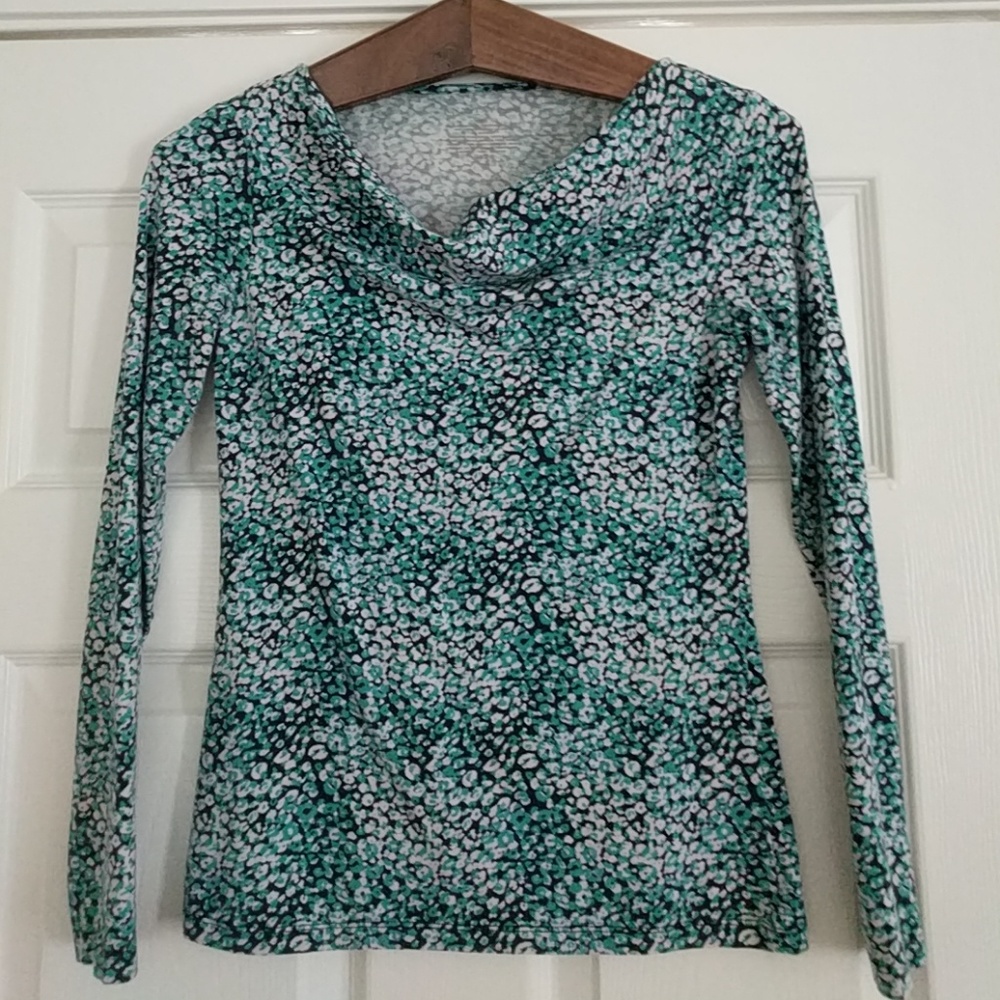 Long sleeve cowl neck floral Ann Taylor blouse