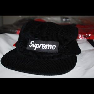 Supreme Black Corduroy Camp Cap
