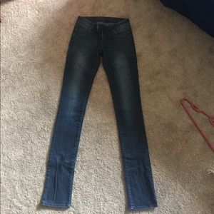 Straight legged dark wash jeans
