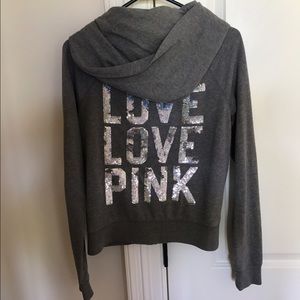 VS PINK SPARKLY GREY HOODIE