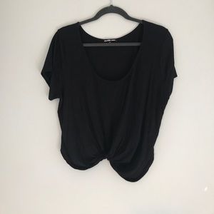 Charlotte Russe black crop top with knot