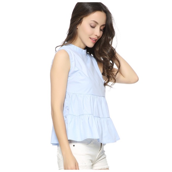 ‼️LAST CALL PRICE FIRM Blue Ruffle Babydoll Top - Picture 2 of 6
