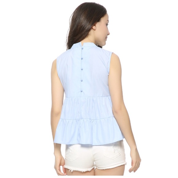 ‼️LAST CALL PRICE FIRM Blue Ruffle Babydoll Top - Picture 3 of 6