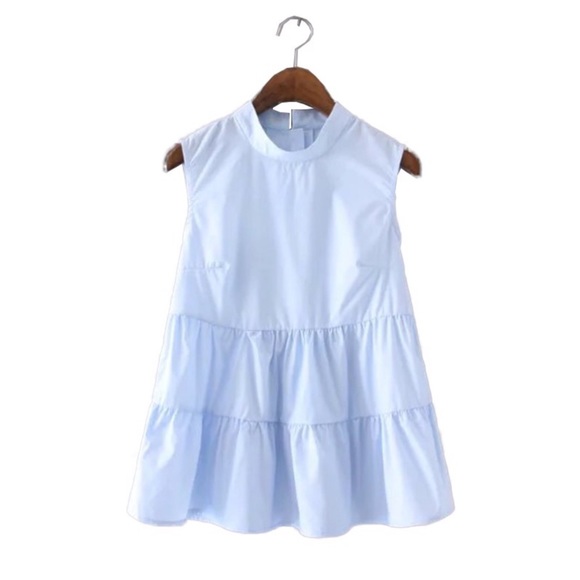 ‼️LAST CALL PRICE FIRM Blue Ruffle Babydoll Top - Picture 4 of 6