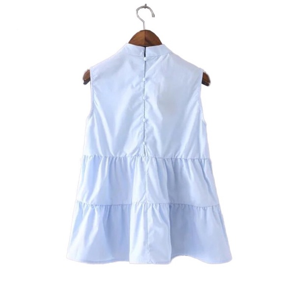 ‼️LAST CALL PRICE FIRM Blue Ruffle Babydoll Top - Picture 5 of 6