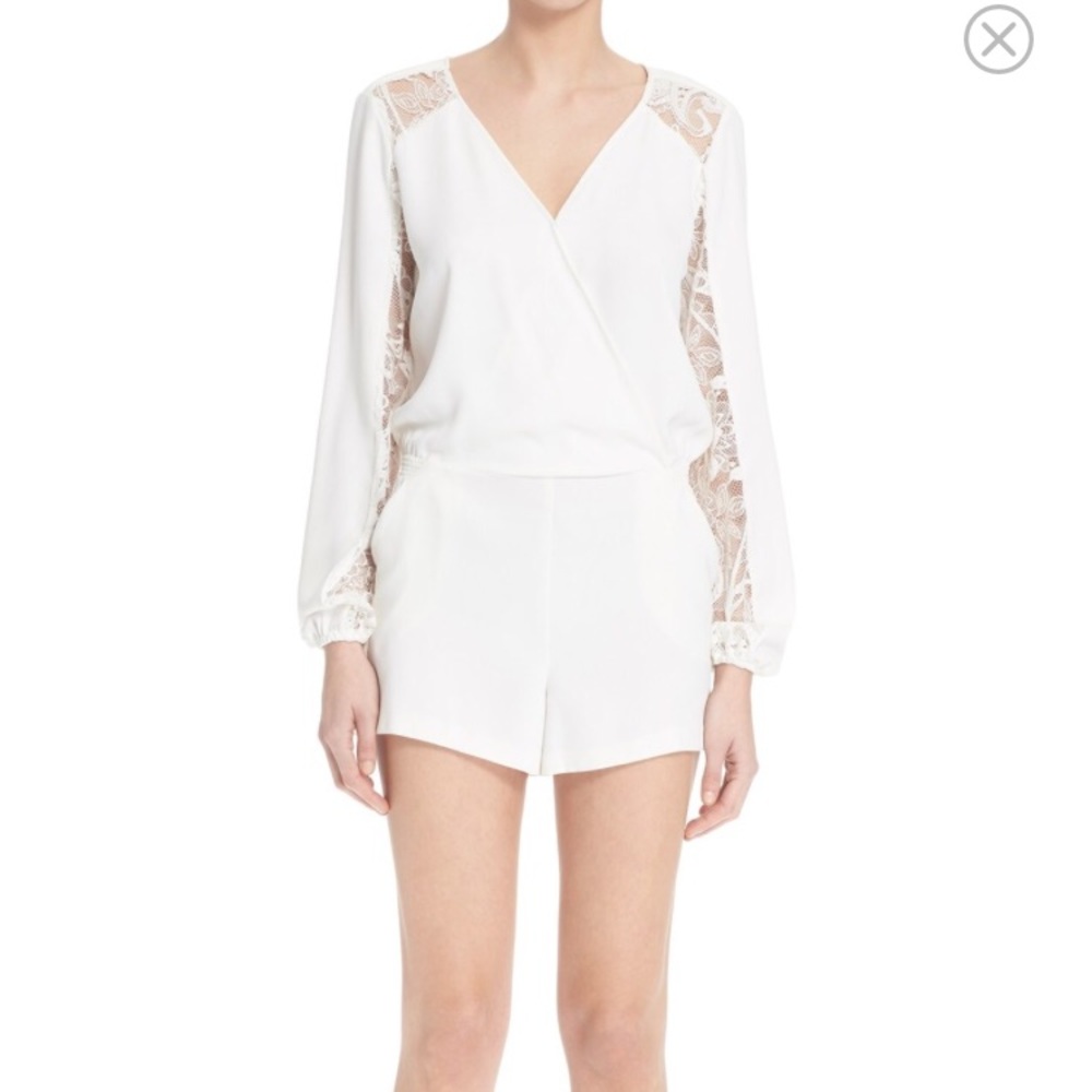 Parker "Ross" lace insert romper in pearl