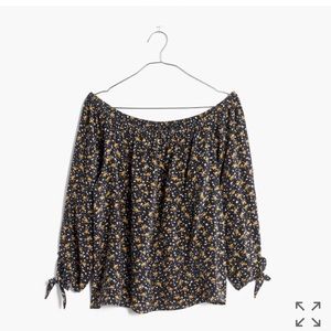 Silk Off-The-Shoulder Top in Falling Leaves