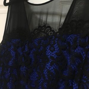 Anthropologie Blue and Black Lace Dress Size 12