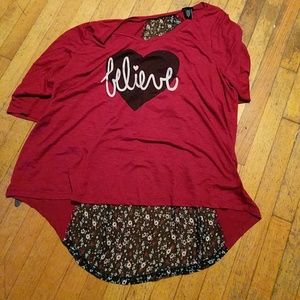 Torrid "believe" hi low top size 3