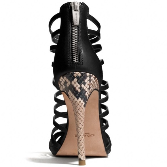 6 Coach Josey strapped heel snakeskin leather - Picture 2 of 3