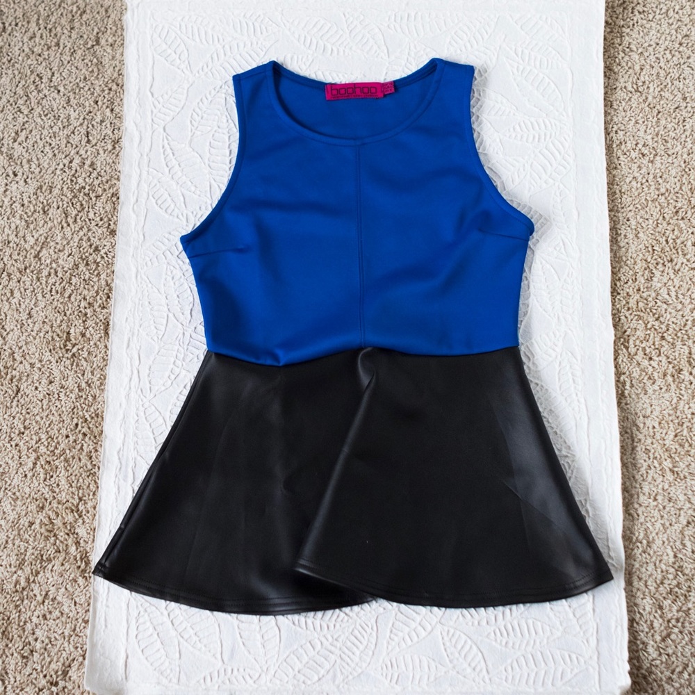 NWOT Boohoo Faux Leather Peplum Top