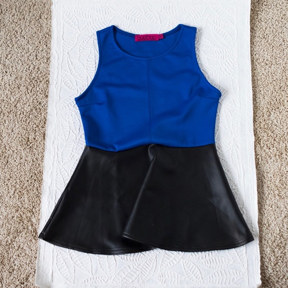 NWOT Boohoo Faux Leather Peplum Top - Picture 1 of 4