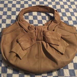 Anthropologie miss Albright leather bow bag tote