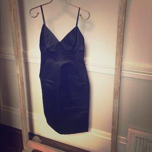 Black satin cocktail dress