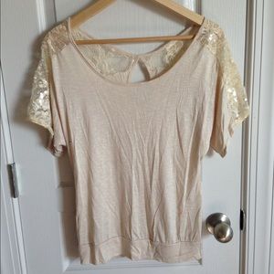 Ivory Top with Lace Insert
