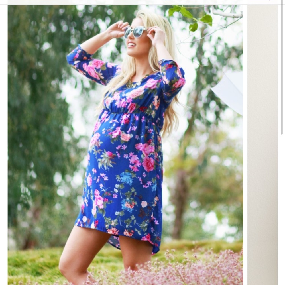 PinkBlush chiffon floral maternity dress