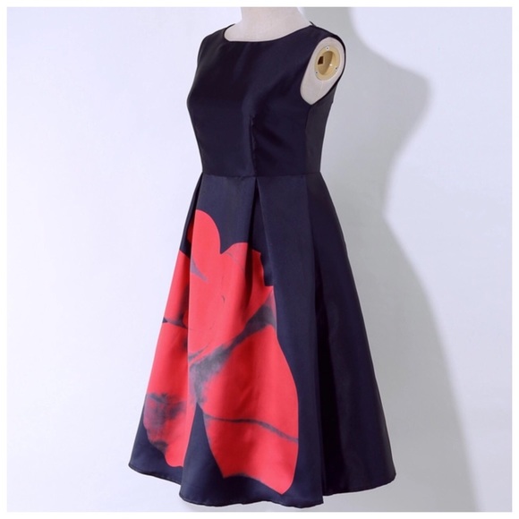 Gorgeous Black Large Bold Red Flower Dress - Picture 6 of 7