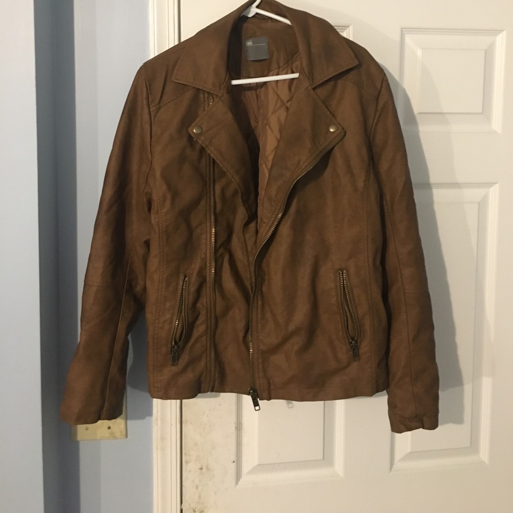ASOS faux leather jacket chocolate brown medium