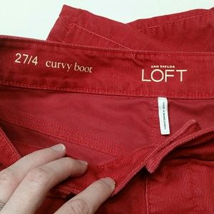 LOFT red corduroy cord pants size 27 4 curvy boot