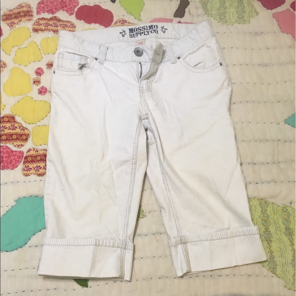 Brumuta shorts - white with small blue stripe.  7