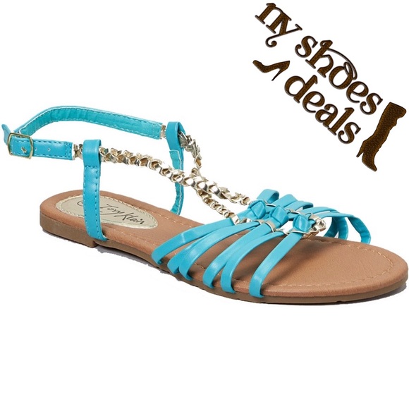 Tory K Shoes - Women Slingback Thong Turquoise Sandals S1477