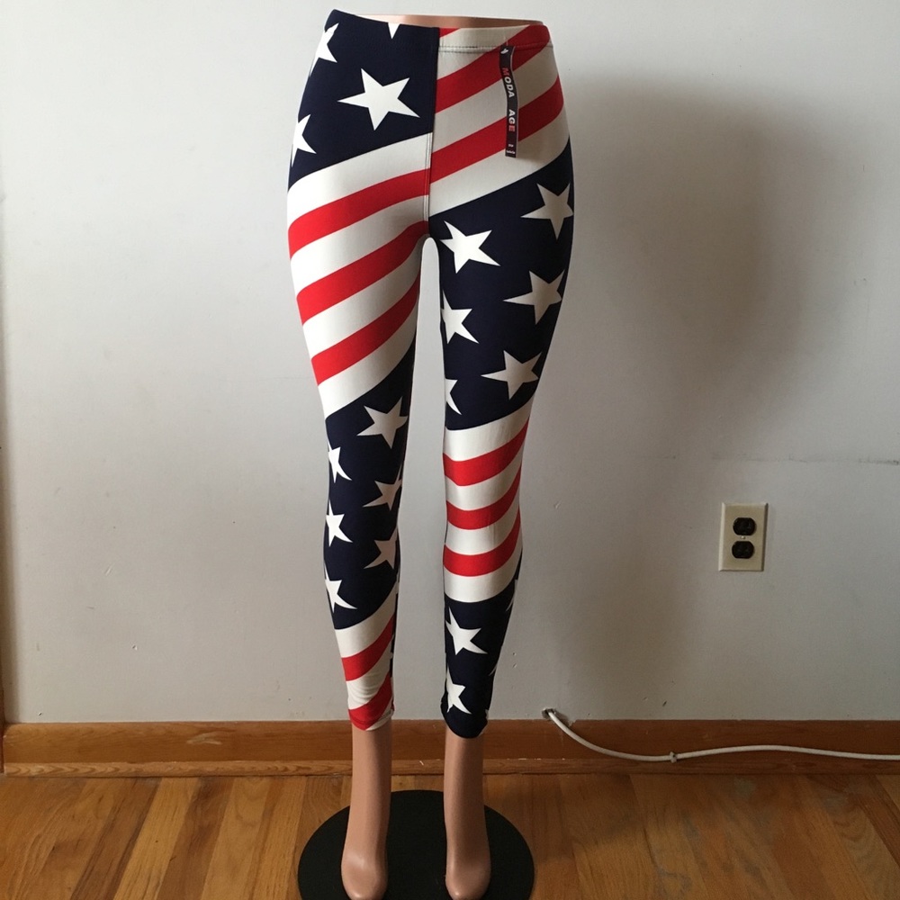 WOMEN AMERICAN FLAG LEGGINGS NEW OS NWT SUPERSOFT