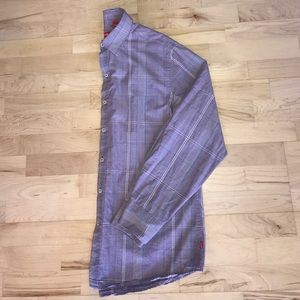 Izod Purple Plaid Dress Shirt