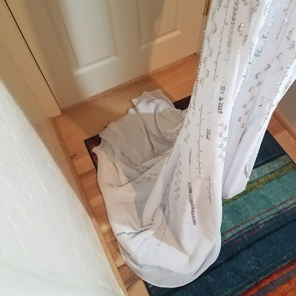 White sequin pageant or prom gown - Picture 2 of 3