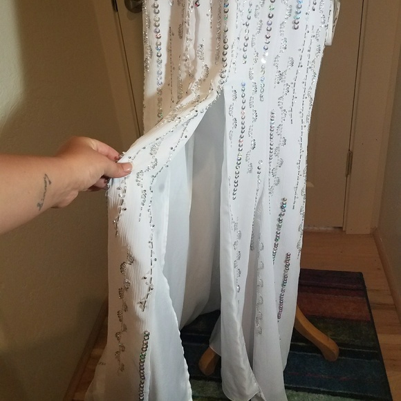 White sequin pageant or prom gown - Picture 3 of 3