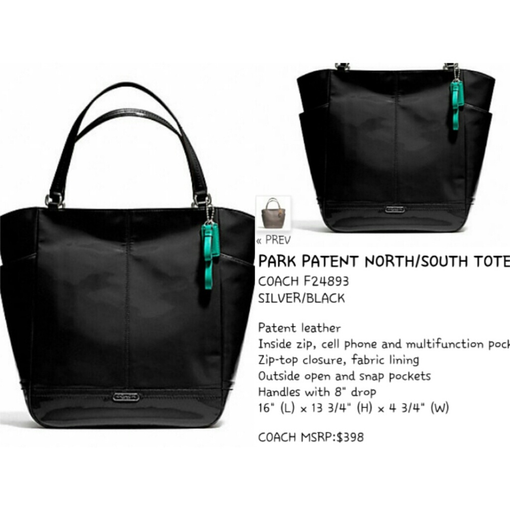 Authentic Coach Large Park North/South Tote Black